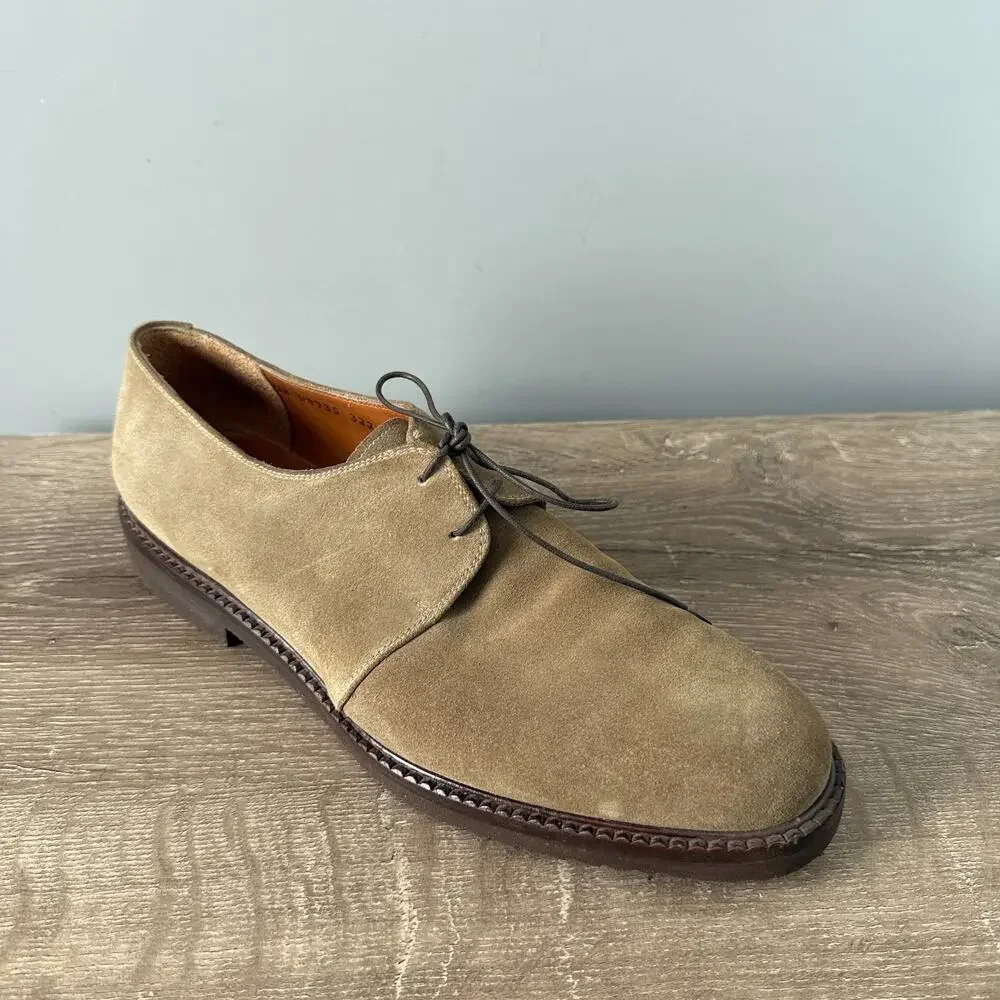 Salvatore Ferragamo Suede Derby Shoes Mens 9 D Vibram Sole Italy Taupe